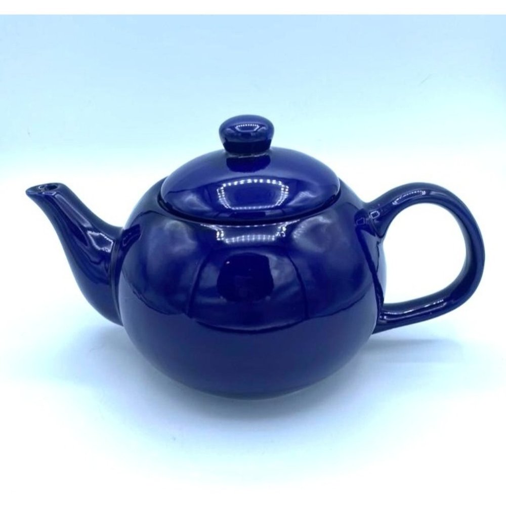 Vintage DesignPac Cobalt Blue Tea Pot/Stands 5 1/2 Inches Tall